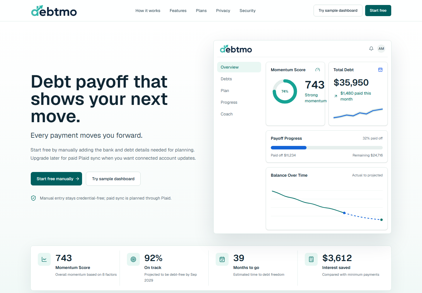 Screenshot preview of debtmo.