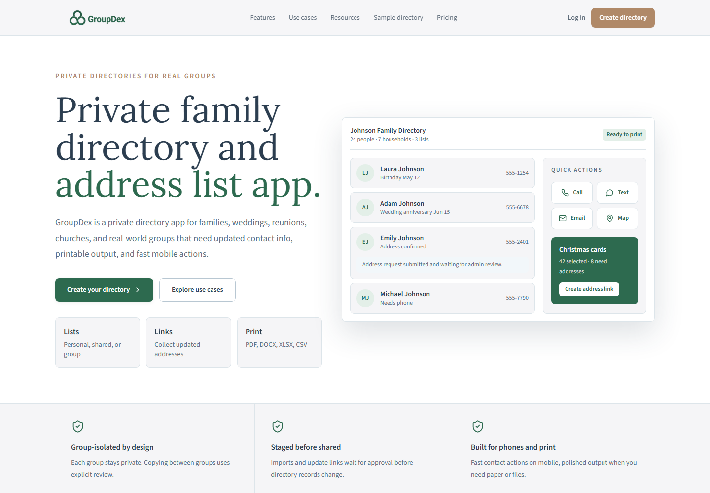Screenshot preview of GroupDex.
