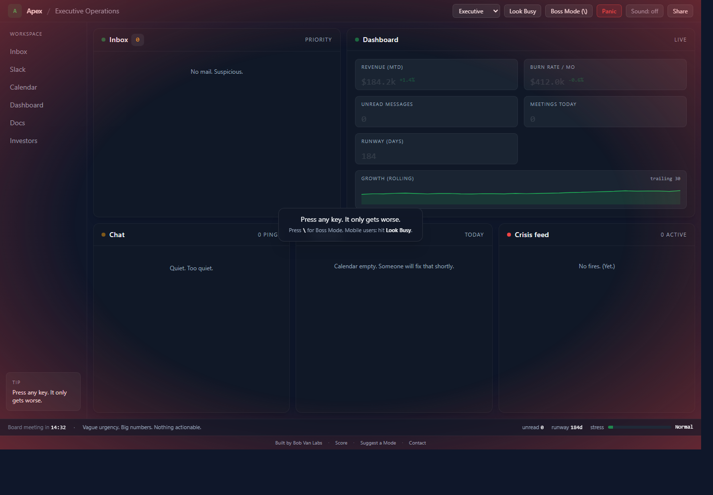 Screenshot preview of LookingBusy.com.